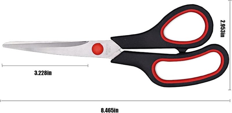 Dice red Scissors, Multipurpose office Scissors,8.5 Inch Ultra Sharp Shears, Comfort-Grip Handles Household scissors，Sturdy Sharp Craft Supplies - Pack of 5, Right/Left Hande - Image 2